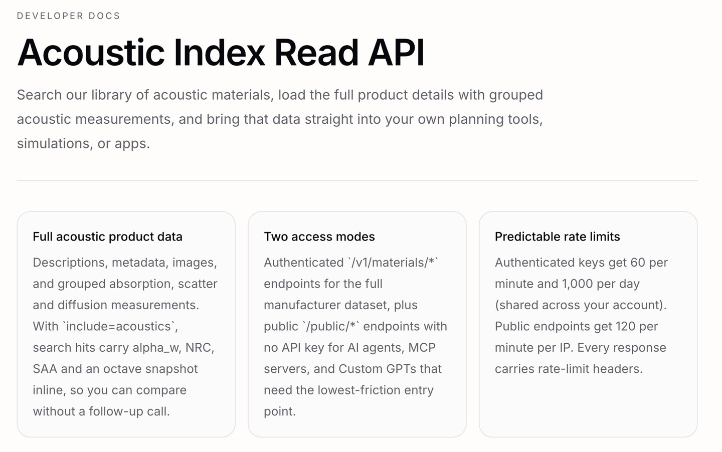 Die Startseite der Read-API-Dokumentation mit Quickstart